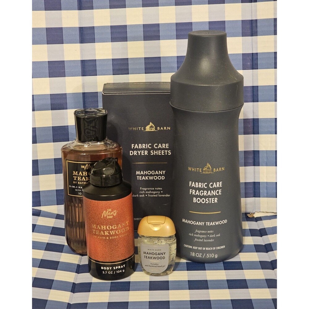 New Bath & Body Works Mahogany Teakwood 5pc Set-Mens- Laundry, Body, Hands - Picture 3 of 6